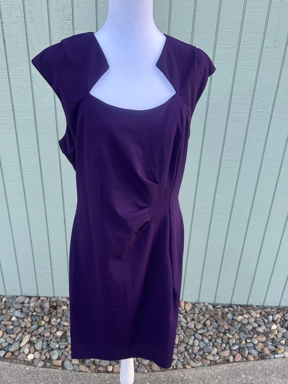 Deep Purple Cap-Sleeve Cinched Waist Dress